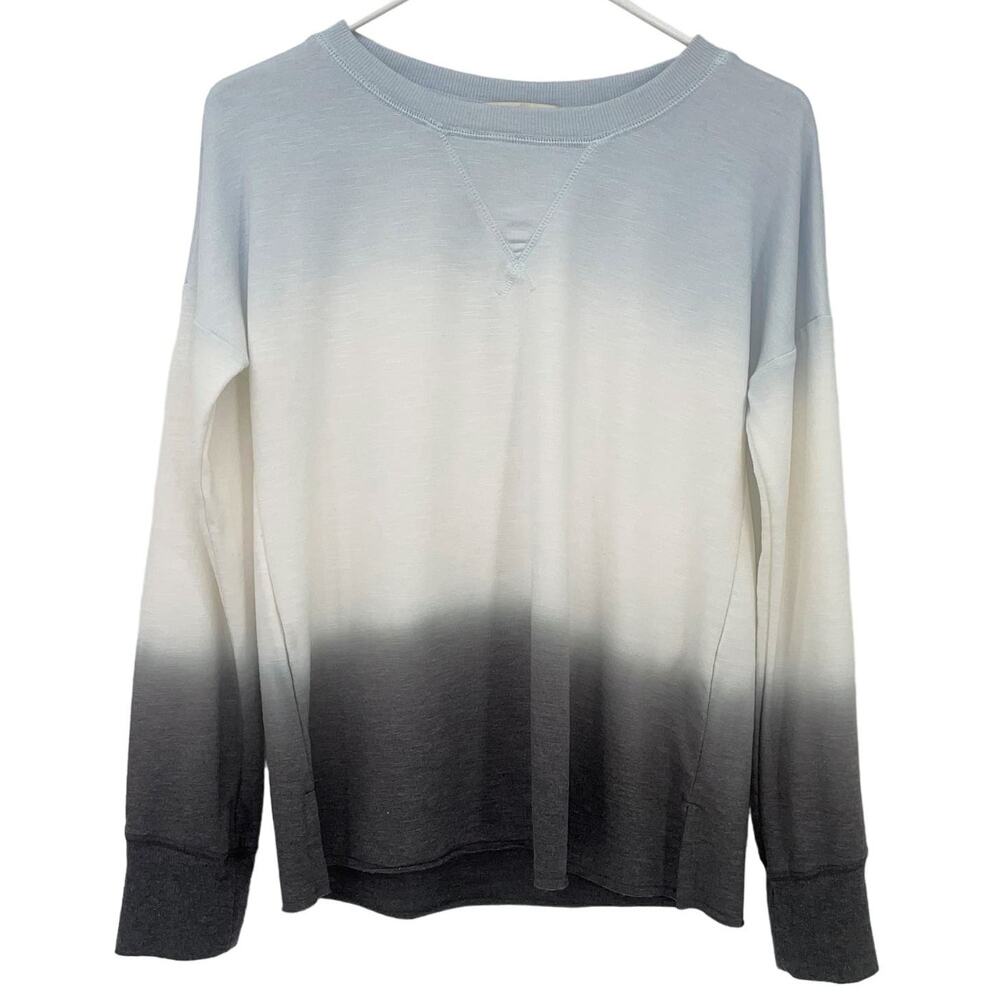 Knox Rose Ombre Long Sleeve Crew‎ Neck Sweatshirt Blue/White/Grey XS Cozy Soft